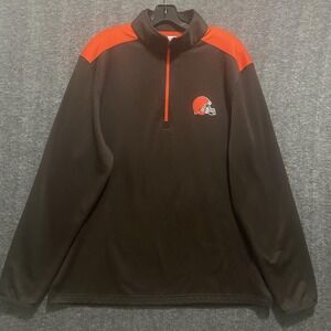 Cleveland Browns Pullover Mens XL Brown Orange NFL Football 1/4 Zip Team Apparel